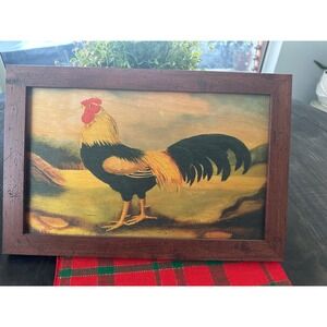 Antique Art on Wood French Rooster II Framed Print by‎ Alexandra Churchill